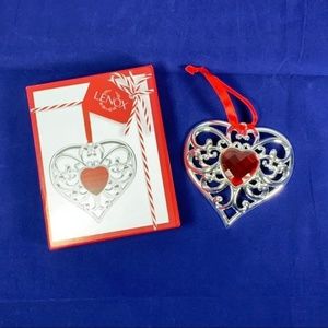 Lenox Bejeweled Heart Ornament Silverplate